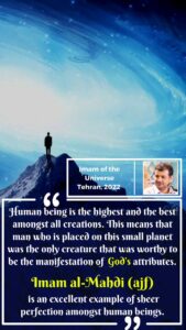 A man standing on top of a mountain, Dr Raefipour speech about humanity and perfection of human, quote about human beings.