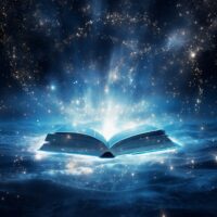 An open book floating in space with a light coming out of it. development of intellect and connection to the Nudba prayer